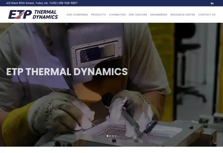 ETP Thermal Dynamics website design preview at etpmro.com