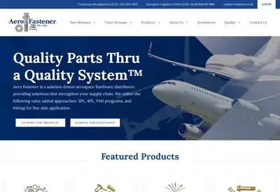 Aero Fastener website preview